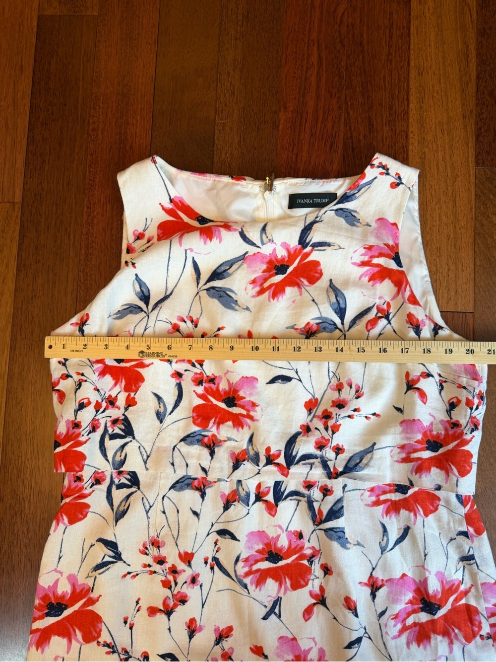 Ivanka Trump Cream Dress with Pink, Red, and Navy Floral Accents - Picture 5 of 8